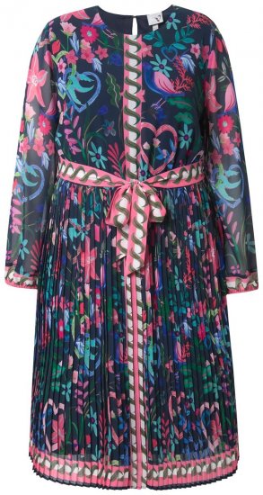Ulla Popken 845649 Robe en mousseline fleurie Bleu marine - Robes midi - Robes mi-longues pour femmes rondes