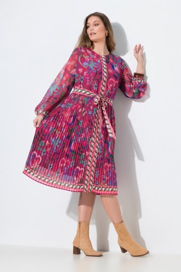 Ulla Popken 845649 Robe mi-longue à manches longues Rouge baie - Robes midi - Robes mi-longues pour femmes rondes