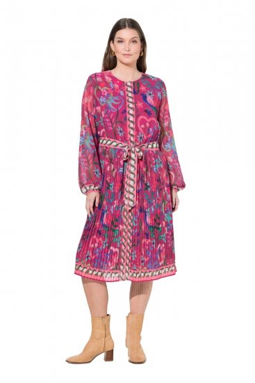 Ulla Popken 845649 Robe mi-longue à manches longues Rouge baie - Robes midi - Robes mi-longues pour femmes rondes