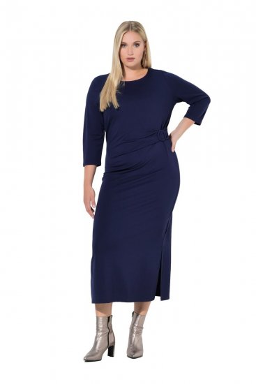 Ulla Popken 845705 Robe en jersey Bleu marine - Robes midi - Robes mi-longues pour femmes rondes