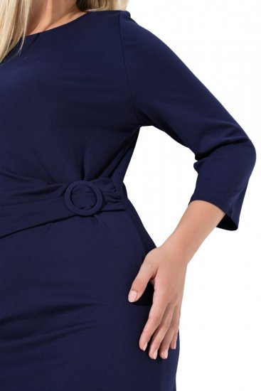 Ulla Popken 845705 Robe en jersey Bleu marine - Robes midi - Robes mi-longues pour femmes rondes