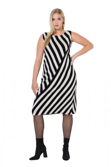 Ulla Popken 845784 Robe en maille rayée Noir - Robes d'été - Robes légères d'été en grande taille