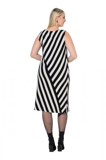 Ulla Popken 845784 Robe en maille rayée Noir - Robes d'été - Robes légères d'été en grande taille