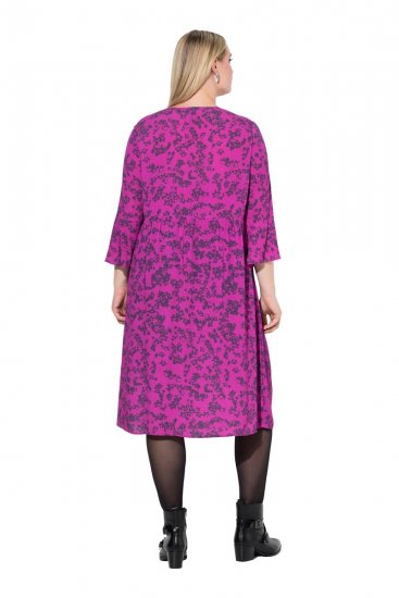 Ulla Popken 845825 Robe mi-longue fleurie à col V Lilas - Robes midi - Robes mi-longues pour femmes rondes