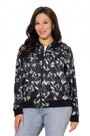 Ulla Popken 845841 Veste fleurie réversible à col teddy Noir - Vestes - Vestes grande taille pour femme