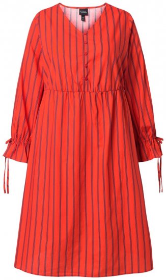Ulla Popken 845863 Robe mi-longue rayée à ceinture à nouer Corail - Robes midi - Robes mi-longues pour femmes rondes