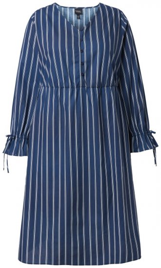Ulla Popken 845863 Robe rayée à col V Bleu marine - Robes - Des robes dans toutes les tailles