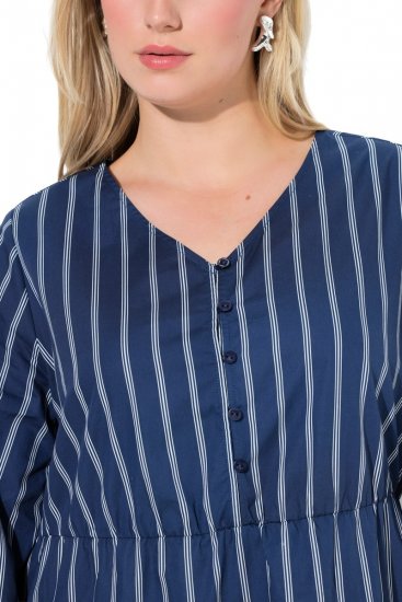 Ulla Popken 845863 Robe rayée à col V Bleu marine - Robes - Des robes dans toutes les tailles