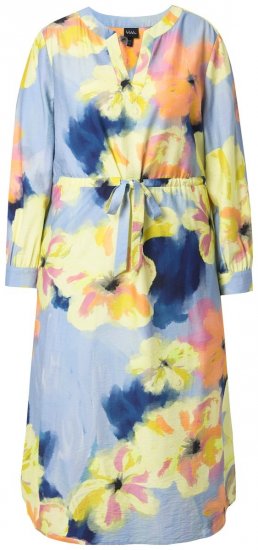 Ulla Popken 846330 Robe longue fleurie Bleu clair - Robes maxi - Robes longues pour femmes rondes