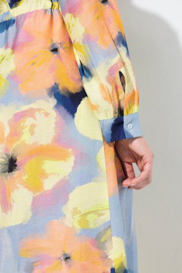 Ulla Popken 846330 Robe longue fleurie Bleu clair - Robes maxi - Robes longues pour femmes rondes