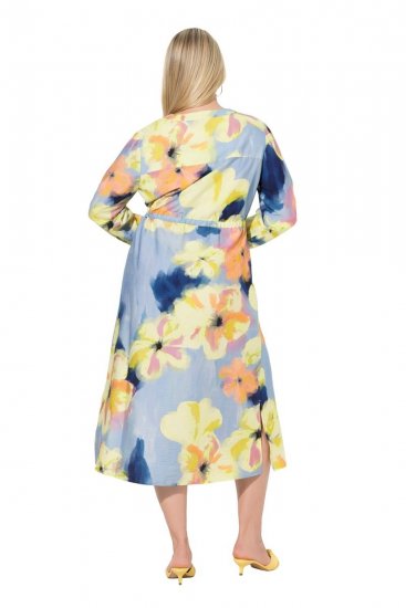 Ulla Popken 846330 Robe longue fleurie Bleu clair - Robes maxi - Robes longues pour femmes rondes