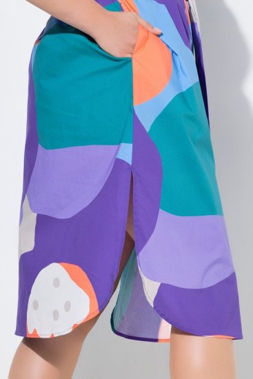 Ulla Popken 846351 Robe chemise imprimée Lilas - Robes midi - Robes mi-longues pour femmes rondes