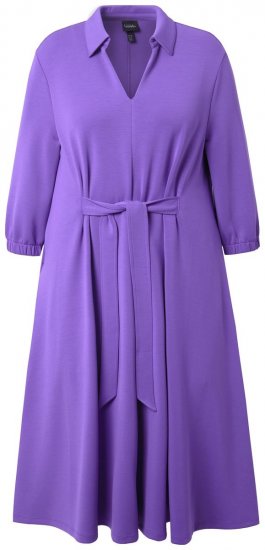 Ulla Popken 846373 Robe sweat trapèze à manches 3/4 Lilas - Robes - Des robes dans toutes les tailles