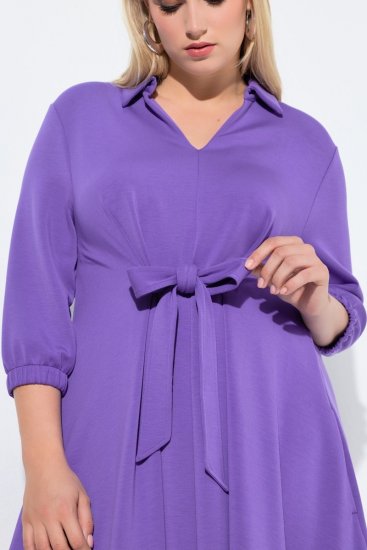 Ulla Popken 846373 Robe sweat trapèze à manches 3/4 Lilas - Robes - Des robes dans toutes les tailles