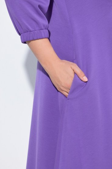Ulla Popken 846373 Robe sweat trapèze à manches 3/4 Lilas - Robes - Des robes dans toutes les tailles