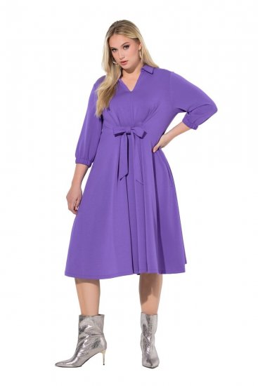 Ulla Popken 846373 Robe sweat trapèze à manches 3/4 Lilas - Robes - Des robes dans toutes les tailles