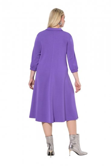 Ulla Popken 846373 Robe sweat trapèze à manches 3/4 Lilas - Robes - Des robes dans toutes les tailles