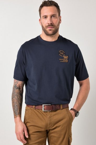 JP1880 846657 T-shirt bellyfit à badges Bleu marine TALL - TALL T-shirts - T-Shirts Longueur Extra pour Grands Hommes