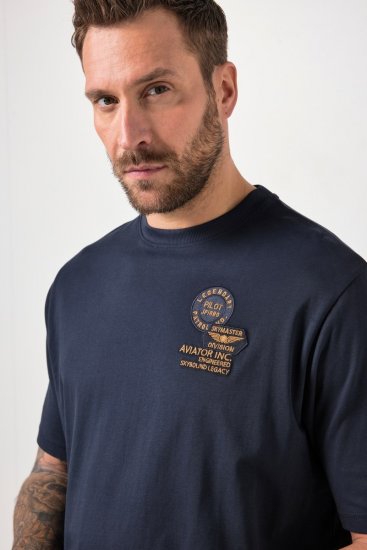 JP1880 846657 T-shirt bellyfit à badges Bleu marine TALL - TALL T-shirts - T-Shirts Longueur Extra pour Grands Hommes