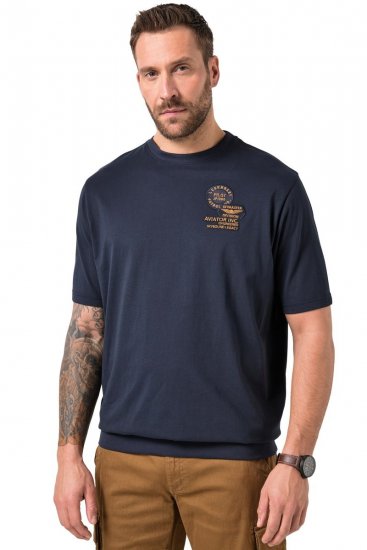 JP1880 846657 T-shirt bellyfit à badges Bleu marine TALL - TALL T-shirts - T-Shirts Longueur Extra pour Grands Hommes