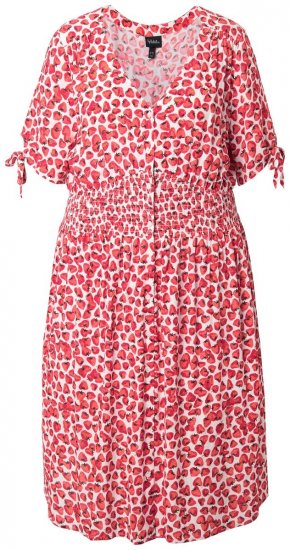 Ulla Popken 846912 Robe mi-longue imprimée Corail - Robes midi - Robes mi-longues pour femmes rondes