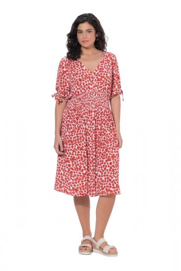 Ulla Popken 846912 Robe mi-longue imprimée Corail - Robes midi - Robes mi-longues pour femmes rondes