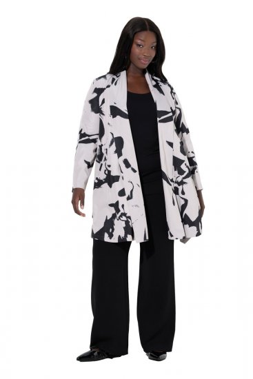 Ulla Popken 846923 Blazer imprimé à col châle Taupe - Blazers - Vestes blazer pour femme, grandes tailles