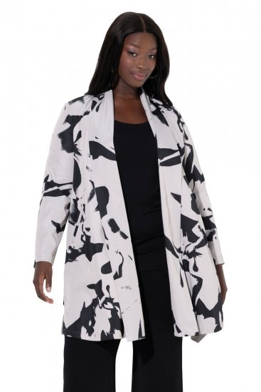 Ulla Popken 846923 Blazer imprimé à col châle Taupe - Blazers - Vestes blazer pour femme, grandes tailles