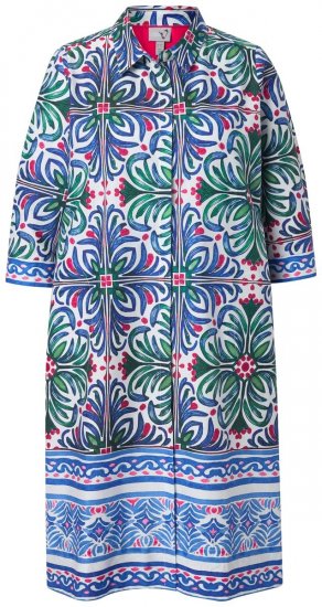 Ulla Popken 846952 Robe chemise fleurie Blanc - Robes midi - Robes mi-longues pour femmes rondes
