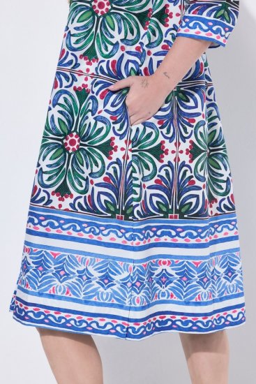 Ulla Popken 846952 Robe chemise fleurie Blanc - Robes midi - Robes mi-longues pour femmes rondes