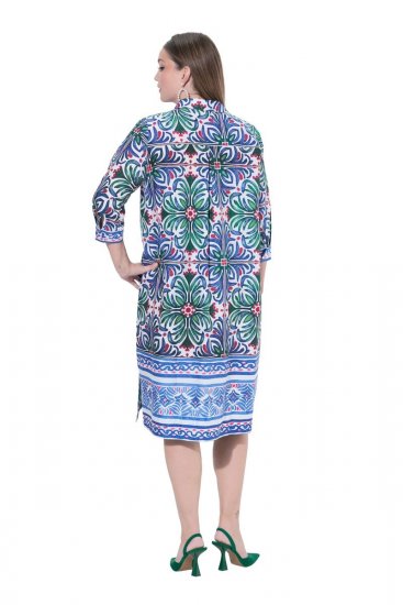 Ulla Popken 846952 Robe chemise fleurie Blanc - Robes midi - Robes mi-longues pour femmes rondes