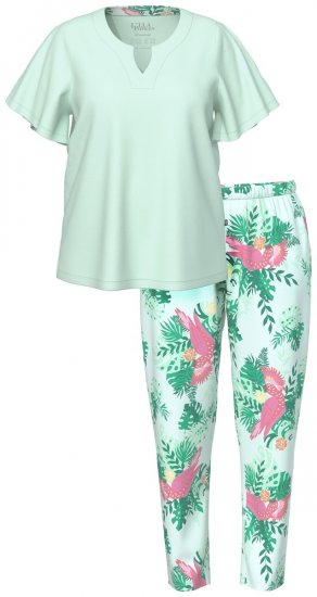 Ulla Popken 846971 Pyjama à motifs Vert clair - Pyjamas/vêtements de détente - 