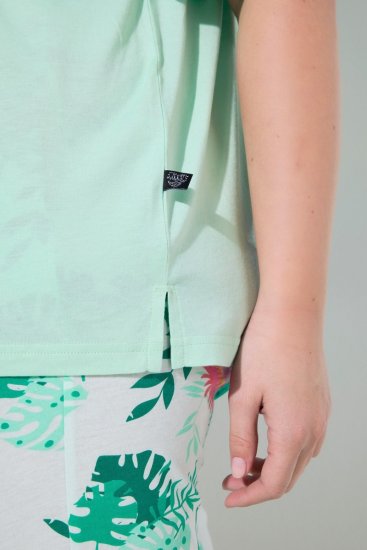 Ulla Popken 846971 Pyjama à motifs Vert clair - Pyjamas/vêtements de détente - 