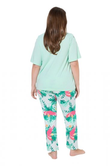 Ulla Popken 846971 Pyjama à motifs Vert clair - Pyjamas/vêtements de détente - 