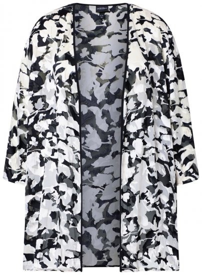 Ulla Popken 847060 Veste ouverte en mousseline dévorée Noir - Vestes - Vestes grande taille pour femme