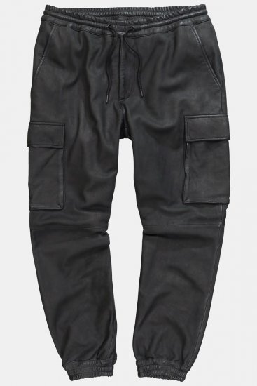 JP1880 847064 Pantalon cargo en cuir nappa d'agneau Noir - Pantalons en cuir pour homme en grandes tailles - Pantalons en cuir grandes tailles