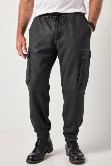 JP1880 847064 Pantalon cargo en cuir nappa d'agneau Noir - Pantalons en cuir pour homme en grandes tailles - Pantalons en cuir grandes tailles