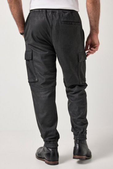 JP1880 847064 Pantalon cargo en cuir nappa d'agneau Noir - Pantalons en cuir pour homme en grandes tailles - Pantalons en cuir grandes tailles