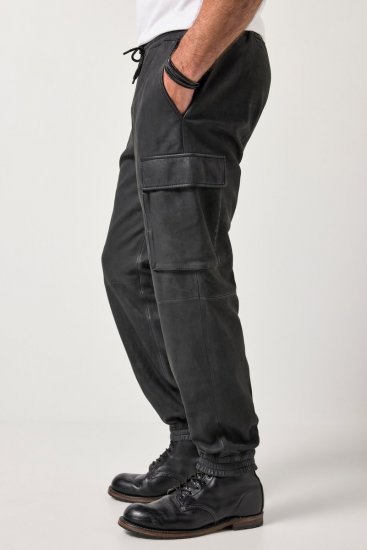 JP1880 847064 Pantalon cargo en cuir nappa d'agneau Noir - Pantalons en cuir pour homme en grandes tailles - Pantalons en cuir grandes tailles