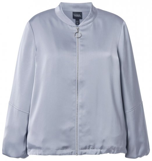 Ulla Popken 847191 Blouson brillant à col teddy Gris - Vestes - Vestes grande taille pour femme