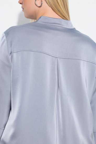 Ulla Popken 847191 Blouson brillant à col teddy Gris - Vestes - Vestes grande taille pour femme