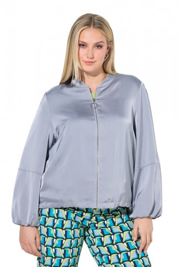 Ulla Popken 847191 Blouson brillant à col teddy Gris - Vestes - Vestes grande taille pour femme