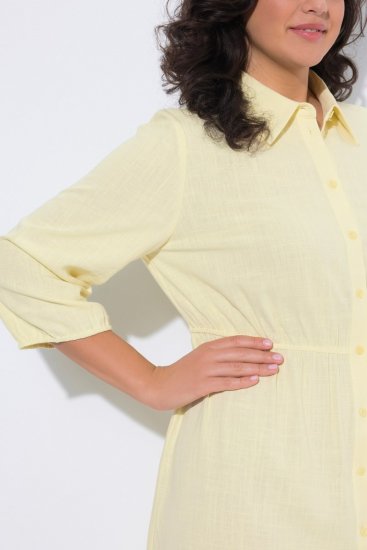 Ulla Popken 847224 Robe en lin mélangé Jaune - Robes d'été - Robes légères d'été en grande taille