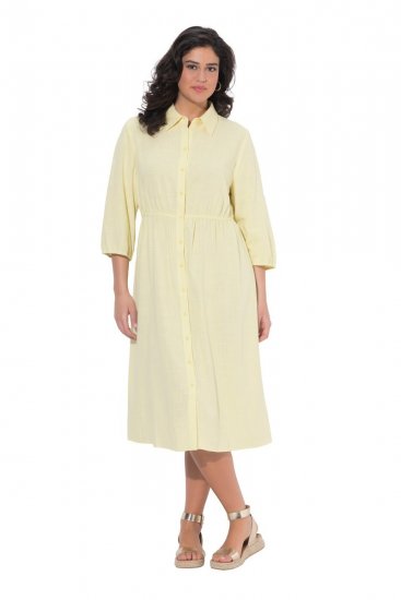 Ulla Popken 847224 Robe en lin mélangé Jaune - Robes d'été - Robes légères d'été en grande taille