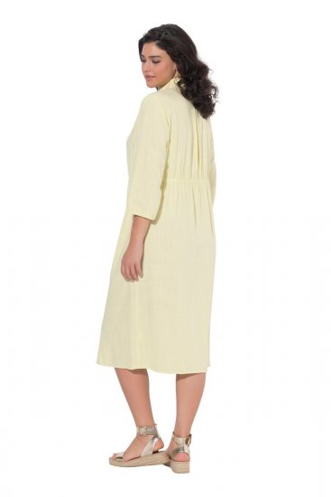 Ulla Popken 847224 Robe en lin mélangé Jaune - Robes d'été - Robes légères d'été en grande taille