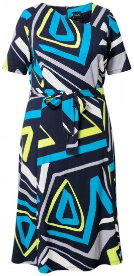 Ulla Popken 847324 Robe mi-longue imprimée Bleu marine - Robes midi - Robes mi-longues pour femmes rondes