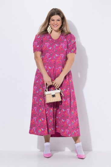 Ulla Popken 847409 Robe longue imprimée Rouge baie - Robes maxi - Robes longues pour femmes rondes