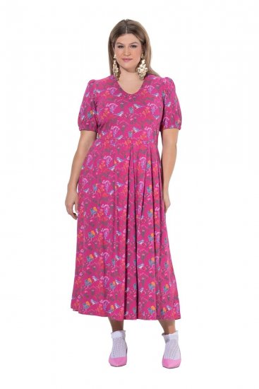 Ulla Popken 847409 Robe longue imprimée Rouge baie - Robes maxi - Robes longues pour femmes rondes