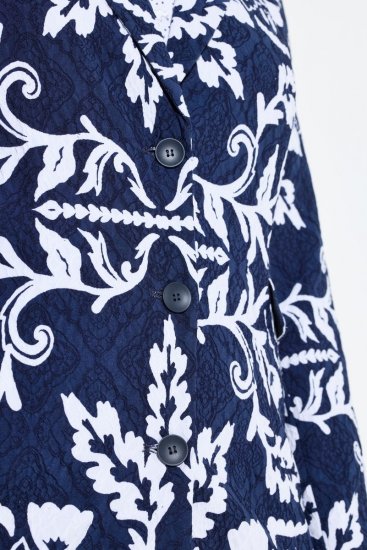 Ulla Popken 847586 Blazer en jacquard fleuri Bleu marine - Blazers - Vestes blazer pour femme, grandes tailles