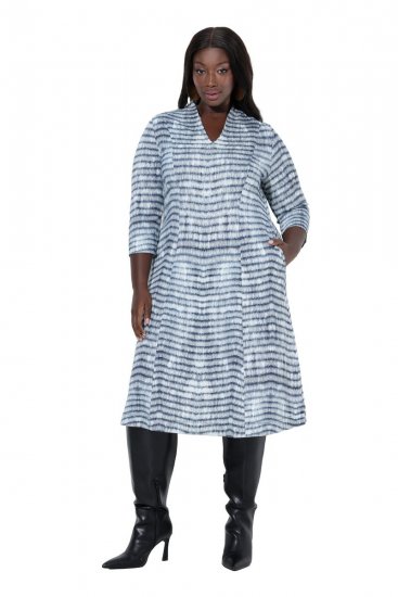 Ulla Popken 847643 Robe en jersey rayée Bleu marine - Robes en jersey - 